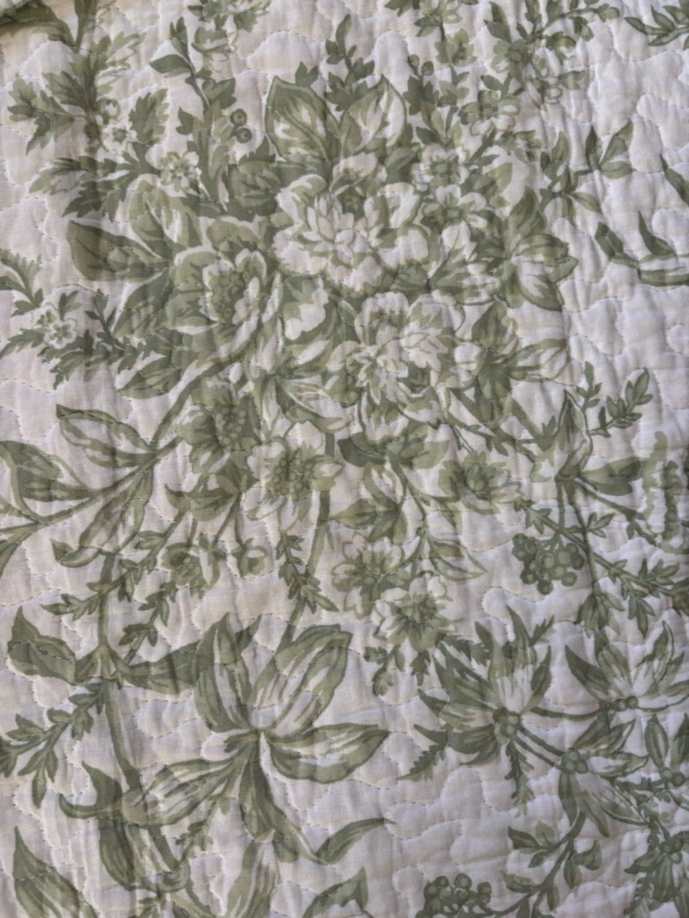 Green Floral Quilt with Matching Sham - Picture 2 of 8